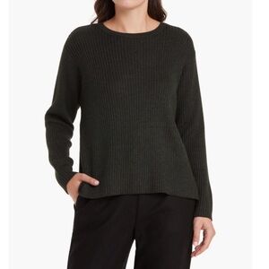 Eileen Fisher merino wool ribbed crewneck sweater Charcoal gray Women 1X Luxury